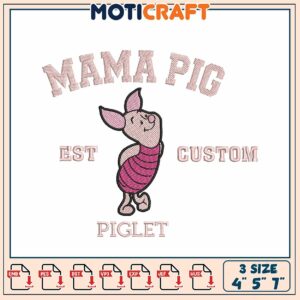 Mama Pig Embroidery Design 4x5x7 Inch