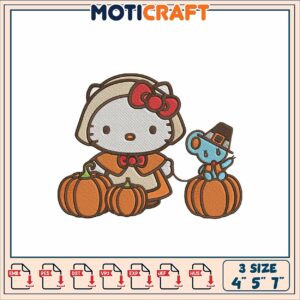 Hello Kitty Thanksgiving Embroidery Design
