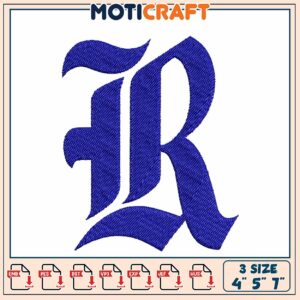 Gothic Letter R Embroidery Design