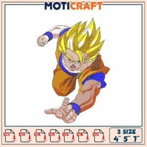 Goku Super Saiyan Embroidery Design File for Crafting Projects