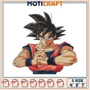 Goku Embroidery Pattern for DIY Projects 4 Inch to 7 Inch Sizes