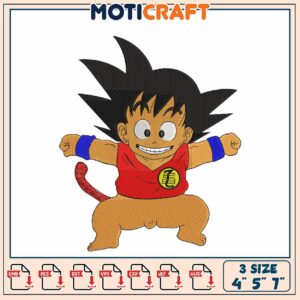 Goku Embroidery Design 4x5x7 Inches