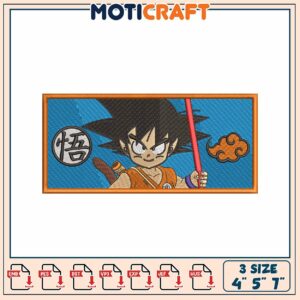 Goku Embroidery Design 3 Sizes