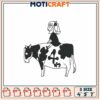 Girl on Cow Embroidery Design 4x5x7 Inch
