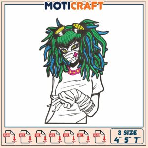 Girl Punk Embroidery Design 4x5x7 inch