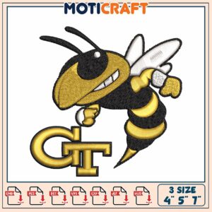 Georgia Tech Buzz Bee Embroidery Design