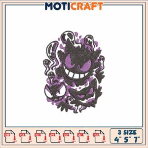Gengar Embroidery Design 4x5x7 Inch