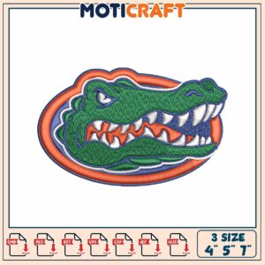 Gator Head Embroidery Design 4x7 Inch