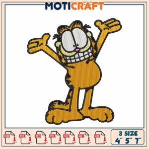 Garfield Embroidery Design for DIY Projects in Multiple Sizes