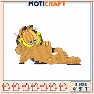 Garfield Embroidery Design, 3 Sizes