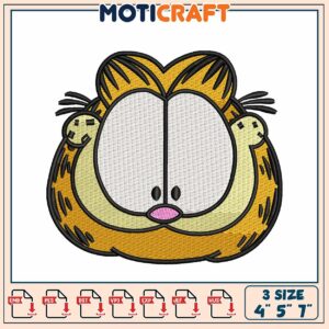 Garfield Embroidery Design 3 Sizes 4x5x7 Inch