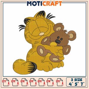 Garfield & Bear Embroidery Design 4x5x7