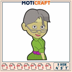 Funny Cartoon Embroidery Design of a Woman in Glasses 4x5x7
