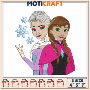 Frozen Sisters Embroidery Design 4x5x7
