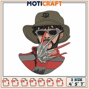 Freddy Krueger Embroidery Design 4x5x7 inch