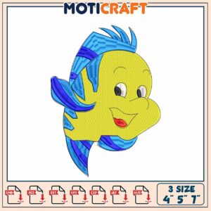 Flounder Embroidery Design, 3 Sizes