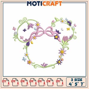 Floral Bow Embroidery Design 3 Sizes