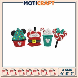 Festive Holiday Embroidery Design Set with Mickey Treats