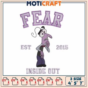 Fear Inside Out Embroidery Design for Creative Projects 2015