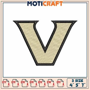 Embroidery Letter V 3 Sizes 4x5x7 Inch