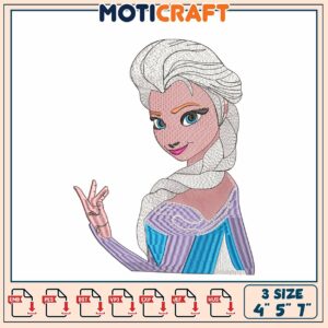 Elsa Embroidery Design 4x5x7 Inch Formats