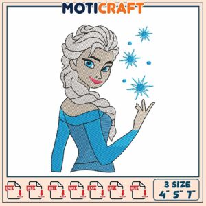 Elsa Embroidery Design 3 Sizes