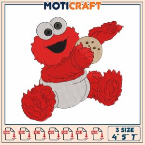 Elmo Cookie Embroidery Design 4x5x7 Inch