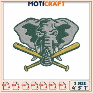 Elephant Baseball Embroidery Design