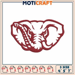 Elephant Embroidery Design 4x5x7 Inch