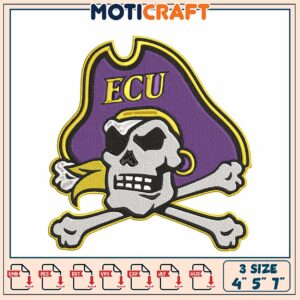 ECU Pirate Skull Embroidery Design