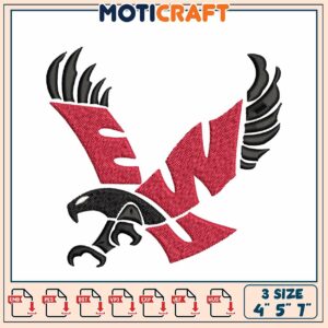 Eastern Washington University Embroidery Design in Three Sizes