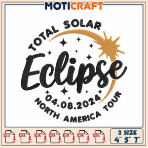 Eclipse 2024 Total Solar Embroidery Design for North America Tour