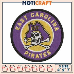 East Carolina Pirates Embroidery Patch Design 4x5x7 Sizes Available