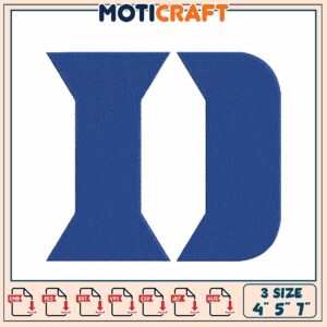 Duke D Embroidery Design 4x5x7 Inch