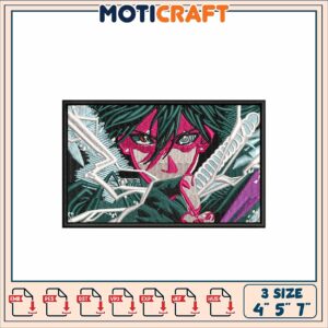 Dynamic Anime Character Embroidery Design for Stylish Projects