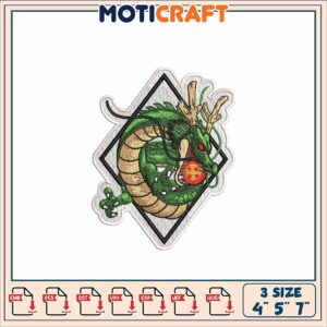 Dragon Embroidery Design File in Multiple Sizes for Crafts