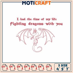 Dragon Embroidery Design Fighting Dragons