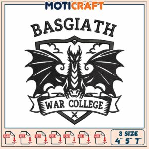 Dragon Crest Embroidery Design for War College Theme 3 Sizes