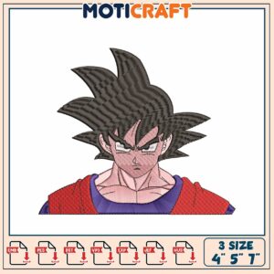 Dragon Ball Z Goku Embroidery Design for Machine 3 Sizes Available