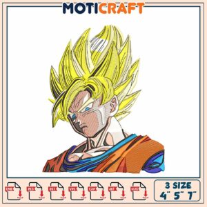 Dragon Ball Z Goku Embroidery Design File for Machine 4x5 7 Inch