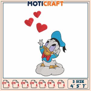 Donald Duck Embroidery Design 3 Sizes
