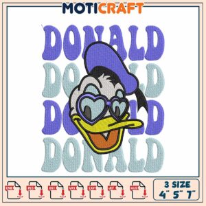 Donald Duck Embroidery Design 4x5x7 Inch