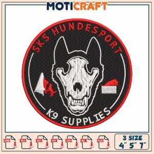 Dog Skull Embroidery Patch Design