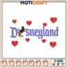 Disneyland Mickey Mouse Embroidery Design with Hearts in Three Sizes