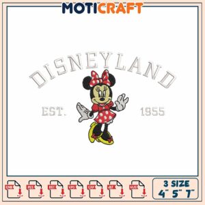 Disneyland Minnie Mouse Embroidery Design 1955 Three Sizes Available Disneyland Minnie Mouse Embroidery Design 1955 Three Sizes Available