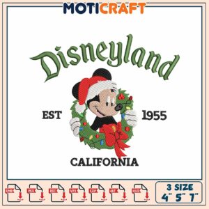 Disneyland Mickey Christmas Embroidery Design
