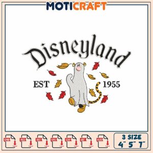 Disneyland Embroidery Design with Animal and Leaves 1955 Sizes