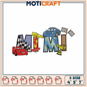Mimi Cars Embroidery Design 4x5x7 Inches