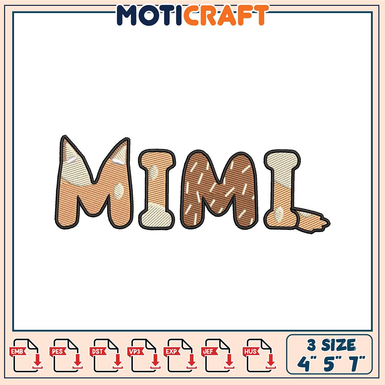 Mimi Embroidery Design 4x5x7 Inch Mimi Embroidery Design 4x5x7 Inch