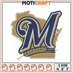 Milwaukee Brewers Embroidery Design 4x5x7 Inch